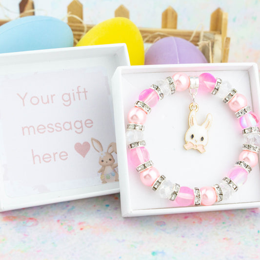 Pink Easter Bunny Beaded Bracelet
