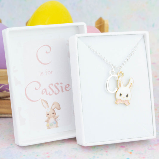 Pink Easter Bunny Name Necklace