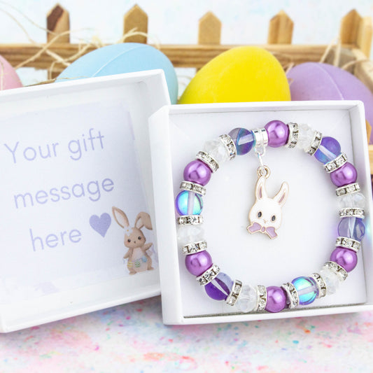 Purple Easter Bunny Beaded Bracelet