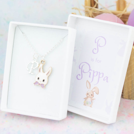 Purple Easter Bunny Name Necklace