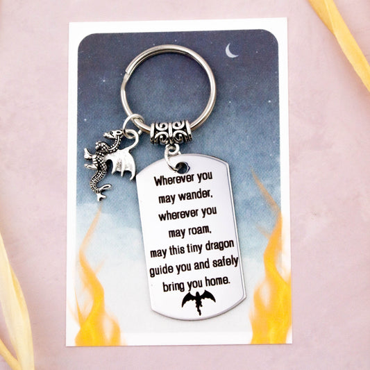 The travel dragon keyring shown against two rulers to show the dimensions. It includes all the upgrades so you can see the sizes of those too.