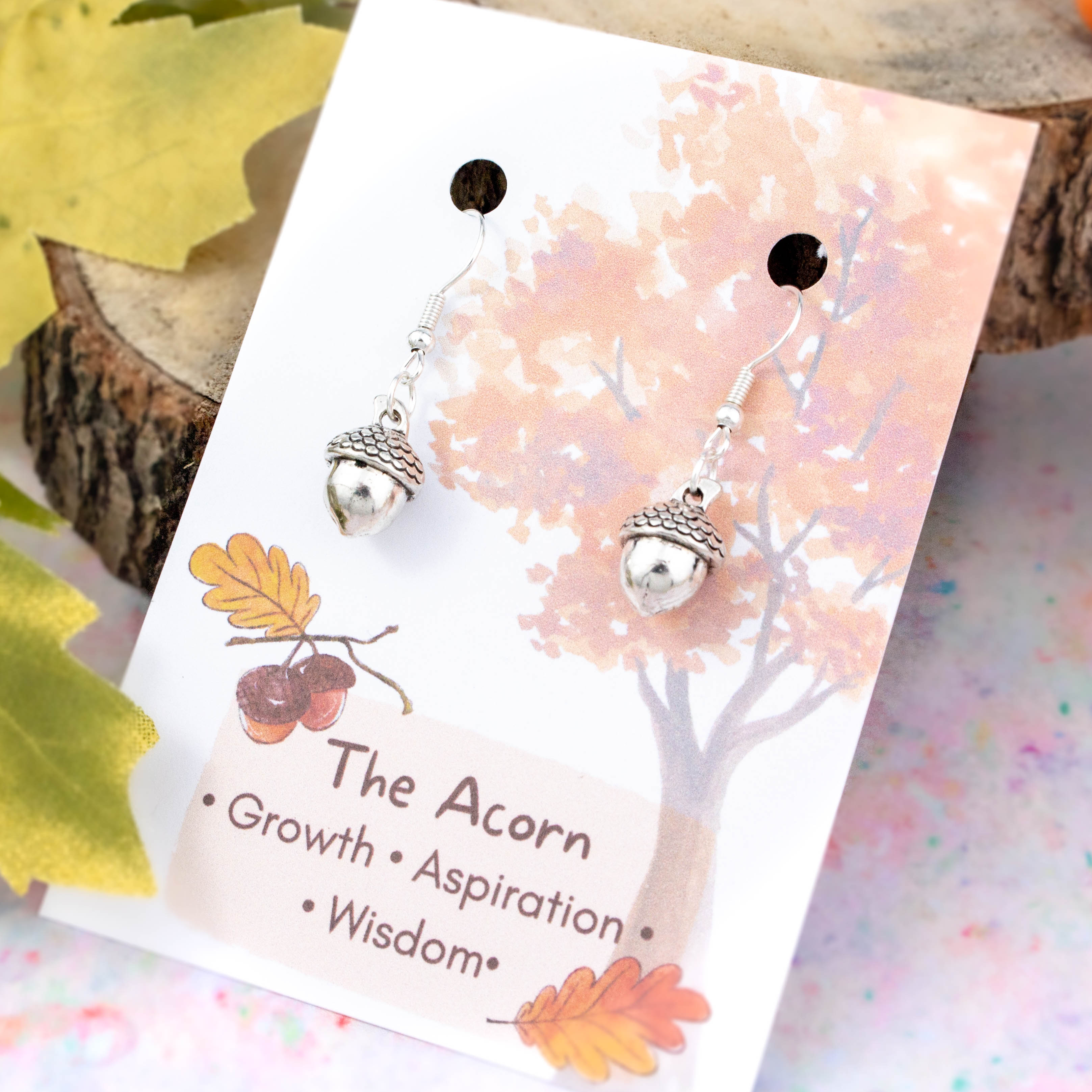Acorn Earrings For Growth, Aspiration And Wisdom
