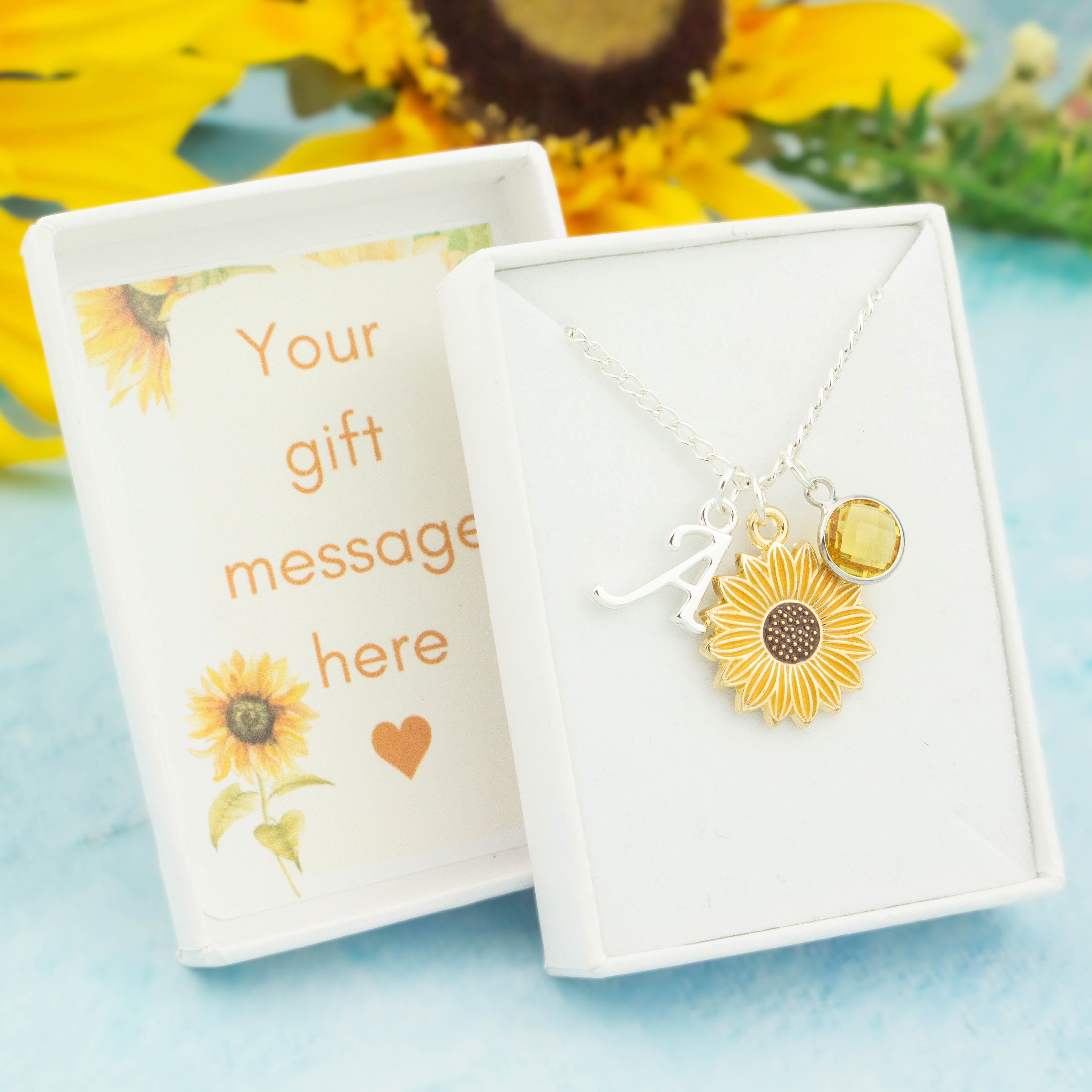 Sunflower deals initial necklace