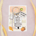 The travel squirrel gift keyring shown with a birthstone and mini tag but no bag clasp. 